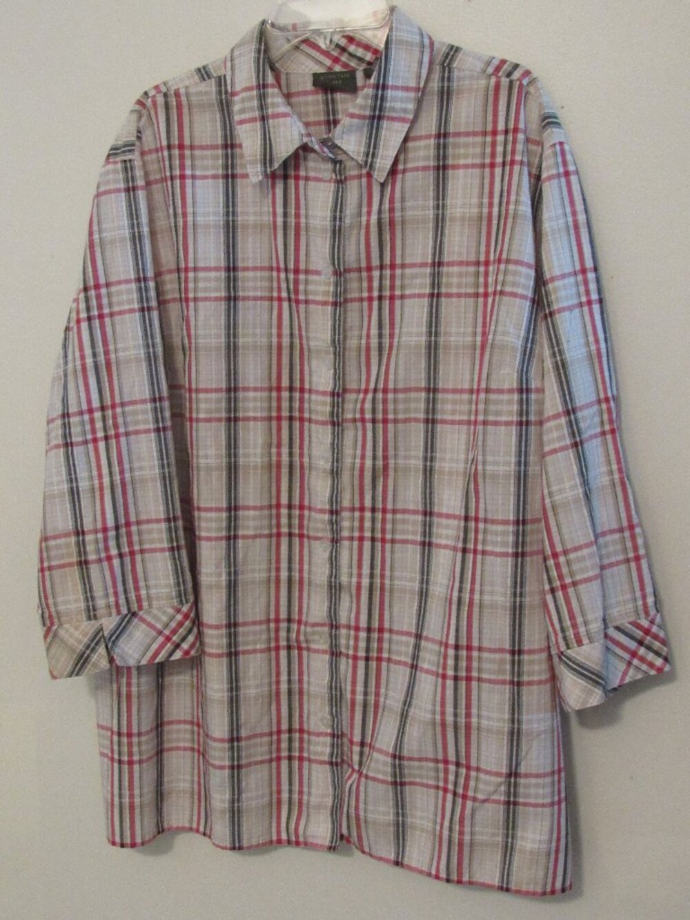 Mountain Lake Button Up Plaid Top 20W Red/Black Outdoor Camping Hiking Horseback